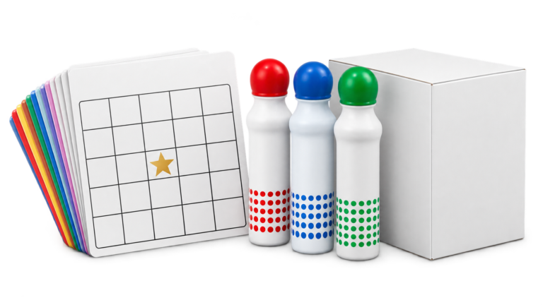 Custom bingo cards, daubers and packaging