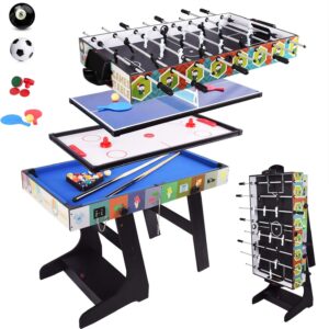 4 in 1 folding multi sports game table with pool, foosball, slide hockey and table tennis